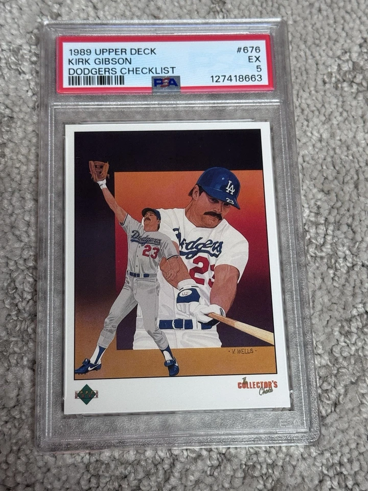 PSA 5 BASEBALL CARD 1989 UPPER DECK KIRK GIBSON LOS ANGELES DODGERS CHECKLIST - Image 1 of 1