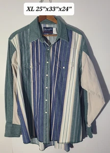 Vintage 90s Wrangler Brushpopper X Long Tails XL Pearl Snap Herren L/S Shirt - Bild 1 von 4