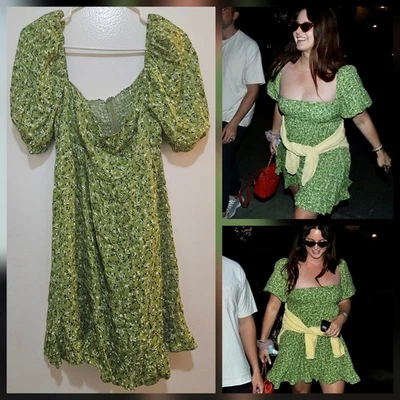Reformation Bristol Mini Dress M Samantha Green White Floral Lana Del Rey  - Image 1 of 4