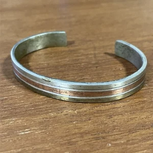 Mexican Modernist Bracelet "Metales Casados" Steel Copper Brass Mixed Metals - Picture 1 of 6