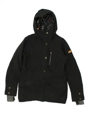 Jaqueta corta-vento feminina ROXY com capuz Reino Unido 14 média preta poliéster BC35 - Imagem 1 de 3