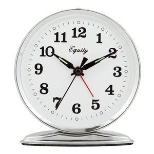 Equity 24014 Wind-Up Loud Bell Metal Alarm Clock Pack of 1 Silver - Picture 1 of 5