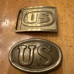 Two US Vintage Belt Buckles - One With Era Correct Lead Backing - Picture 1 of 4