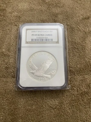 2008-P $1 Proof Bald Eagle Commemorative Silver Dollar - NGC PR69 Ultra Cameo - Image 1 of 2