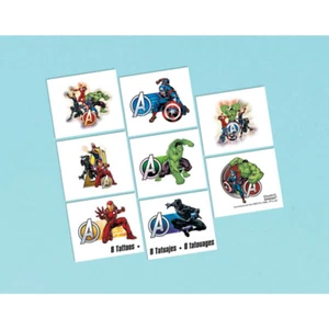 Avengers Party Supplies Powers Unite Temporary Tattoos x 8 Loot Favours Prizes - Picture 1 of 1