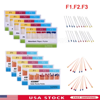 AZDENT Dental Endo Absorbent Paper Point /Root Canal Gutta Percha Point F1 F2 F3 - Image 1 of 4