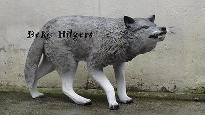 Wolf Figur Lebensgroß Groß Garten Skulptur Glasfasergewebe Dekofigur Raubtier 1 - Bild 1 von 4