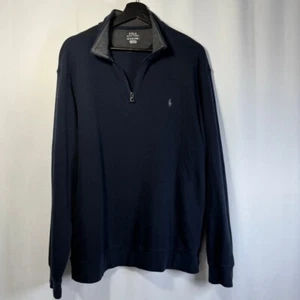 Polo Ralph Lauren Pullover 1/4 Zip Sweatshirt Jumper Pony Logo Navy XL - Picture 1 of 10