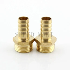 2pcs 12mm 1/2" Brass Barbed Hose Tube Fuel Pipe Fittings Coupler Connector - Picture 1 of 4