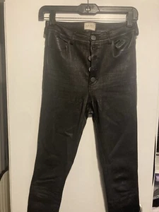 Alice + Olivia Damen Lammleder High Rise Leggings schwarz Knöpfe Fly Größe 0 - Bild 1 von 10