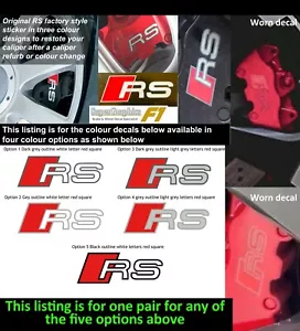 Rs Étrier de Frein Décalque Autocollant Compatible Avec Audi Style 5 Couleurs x2 - Picture 1 of 2