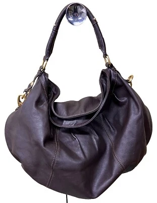Steven by Steve Madden Large Brown Leather Hobo Bag Black & White Cloth Lined Foto 1 de 4