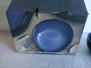 GLAZED CERAMIC SOUP BOWLS—----SET OF 6 - Picture 1 of 4