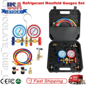 HVAC A/C Kit Manifold Gauge Set A/C Refrigeration Charging Service 3-Way Kit - Picture 1 of 13