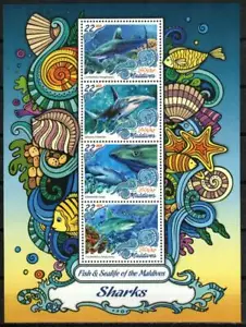 Malediven Briefmarke 3778 - Haie - Bild 1 von 1