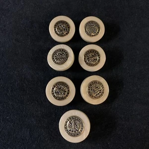 7pc Vintage Hessian Soldier Button Es Devs Spes Nostra Teutonic Eagle Med 1.25” - Picture 1 of 4