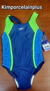 Speedo Youth Girl Dark Blue Swimsuit One Piece KIDS UPF 50+ XS 5/6 - Picture 1 of 2