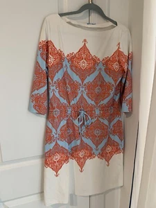 j mclaughlin Kleid Large Stretch Strick Knielang 3/4 Ärmel Beachy Print - Bild 1 von 6