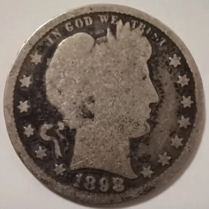 1898 25C Liberty Head (Barber) Quarter Dollar - Average Circulated - Picture 1 of 2