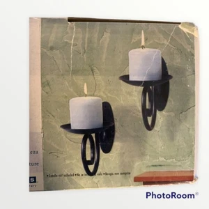 Black Steel Candle Sconce Two Pack Rustic Home Decor New In Box Monticello - Picture 1 of 12