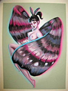 Mothgirl Kunstdruck Mona Collentine Schmetterling Akt Pinup Held Komplex Galerie - Bild 1 von 2