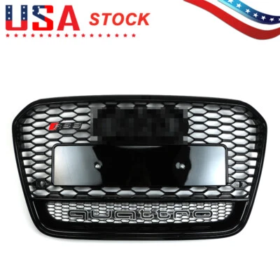 For 2012-2015 Audi A6 S6 C7 RS6 Front Radiator Grill Upper Grille With Quattro - Image 1 of 4