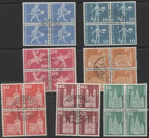 Switzerland 1960 Postal History & Architectural Monuments - 7 blocks of 4, used - Picture 1 of 1