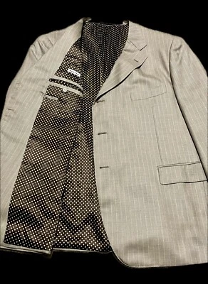 RAFFAELE CARUSO - 52R - Beige Stripe Loro Piana 100% Cashmere Sport Coat Blazer - Image 1 of 4