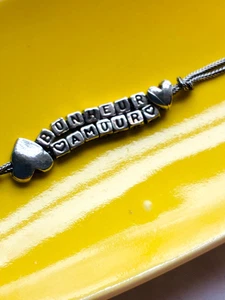 PULSERA BIJOUX GAS "Bonheur Amour" St Tropez Paris "Happiness My Love" 7.5" de colección - Imagen 1 de 5