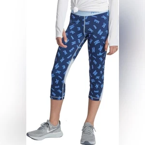 Nike Pro Dri-FIT Toss Print Wordmark Capri Crop Leggings Binary Blue Girl’s XL - Picture 1 of 5