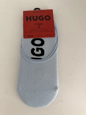 Paquete de 2 calcetines de algodón de bajo perfil con logotipo Hugo Boss para hombre azul claro EE. UU. 12-13 Foto 1 de 3