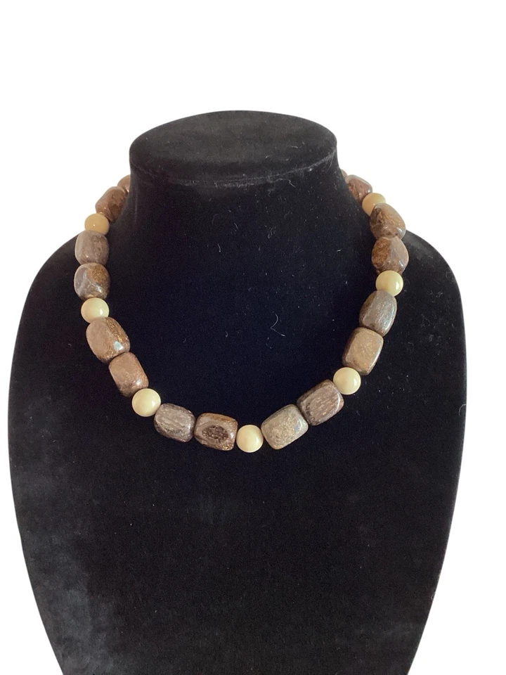 "Cuentas pepitas grandes de ágata/jaspe de cuarzo natural vintage 16-18"" pesadas 157 G 925" Foto 1 de 4