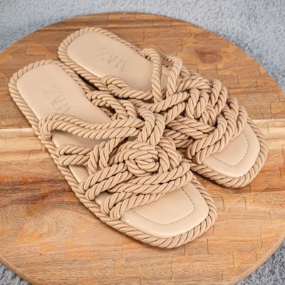 ZARA Beige Rope Sandals Women’s Size EU 42 / US 11 - Image 1 of 4