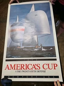 RARE Official 1983 America's Cup Challenge Sailing Poster Mystic Seaport 22"x - Picture 1 of 7