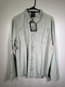VORTEX Coolmax Long Sleeve Button Down Shirt L Sage Moisture Wicking Outdoors - Picture 1 of 11