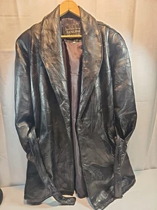 Vintage Italian Stone Design Ledermantel Navarrete Leather Compa Schwarz Größe XL - Bild 1 von 6