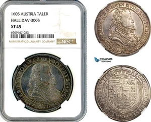 A11-011, Austria, Rudolph II, Taler 1605, Hall Mint, Silver, Dav-3005, NGC XF45 - Picture 1 of 1