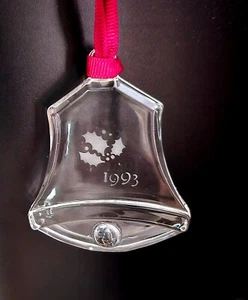 1993 Christmas Bell Ornament Orrefors Crystal Glass Vintage - Picture 1 of 4