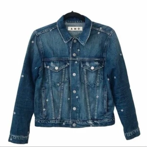 Giacca denim AMO Pop ricamata floreale $430 XS - Foto 1 di 9
