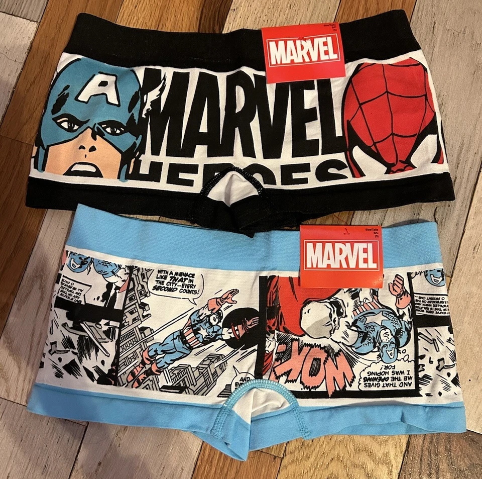 2 Marvel Comics герой подростков девочек женщин трусики нижнее белье мальчика шорты маленький S 5 - Изображение 1 из 4