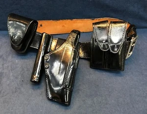 Gould &Goodrich Black "34" 86cm- Leather Police Duty Belt Baton Handcuff Clip - Picture 1 of 12