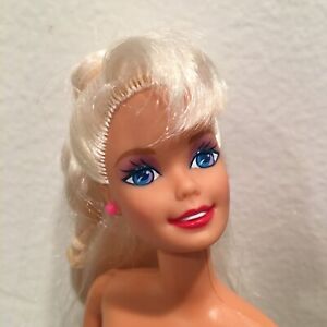 1990s Articulated Barbie Doll Cheerleader? Gymnast? Blonde Red Lips Nude No Box