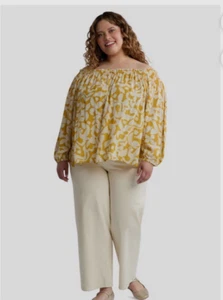 Terra & Sky Amber Glow Floral Womens Plus Convertible Off the Shoulder Blouse 4X - Picture 1 of 19