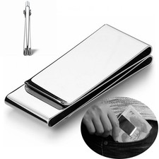 New Stainless Steel Money Clip Silver Metal Pocket Holder Wallet Credit Card