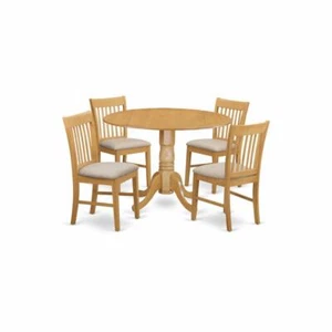 DLNO5-OAK-C 5 Pc small Kitchen Table set-round Kitchen Table and 4 Dining... - Picture 1 of 4