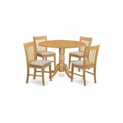 DLNO5-OAK-C 5 Pc small Kitchen Table set-round Kitchen Table and 4 Dining... - Image 1 of 4