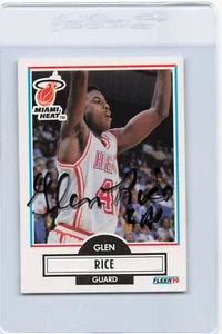 1990/91 Fleer #101 Glen Rice Heat Signed Auto *J9103 - Picture 1 of 2