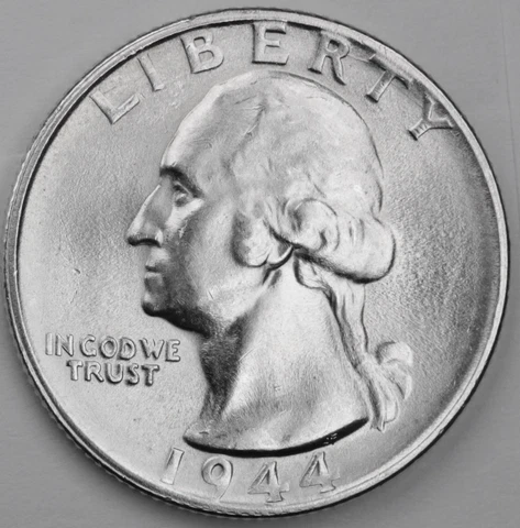 1944-s Washington Quarter.   Minimum Bag Marks. B.U.  (Inventory A) Cover