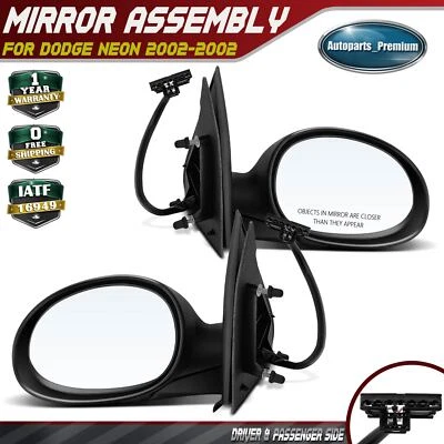 2x Espejo de ajuste de vidrio eléctrico con plegado manual Negro texturizado para Dodge Neon 2002 Foto 1 de 4