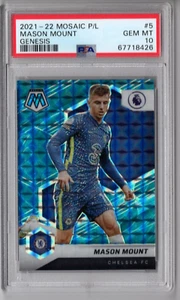 Mason Mount 2021-22 Mosaic PL Genesis #5 PSA 10 Inghilterra Chelsea FC Gem Man U - Foto 1 di 2